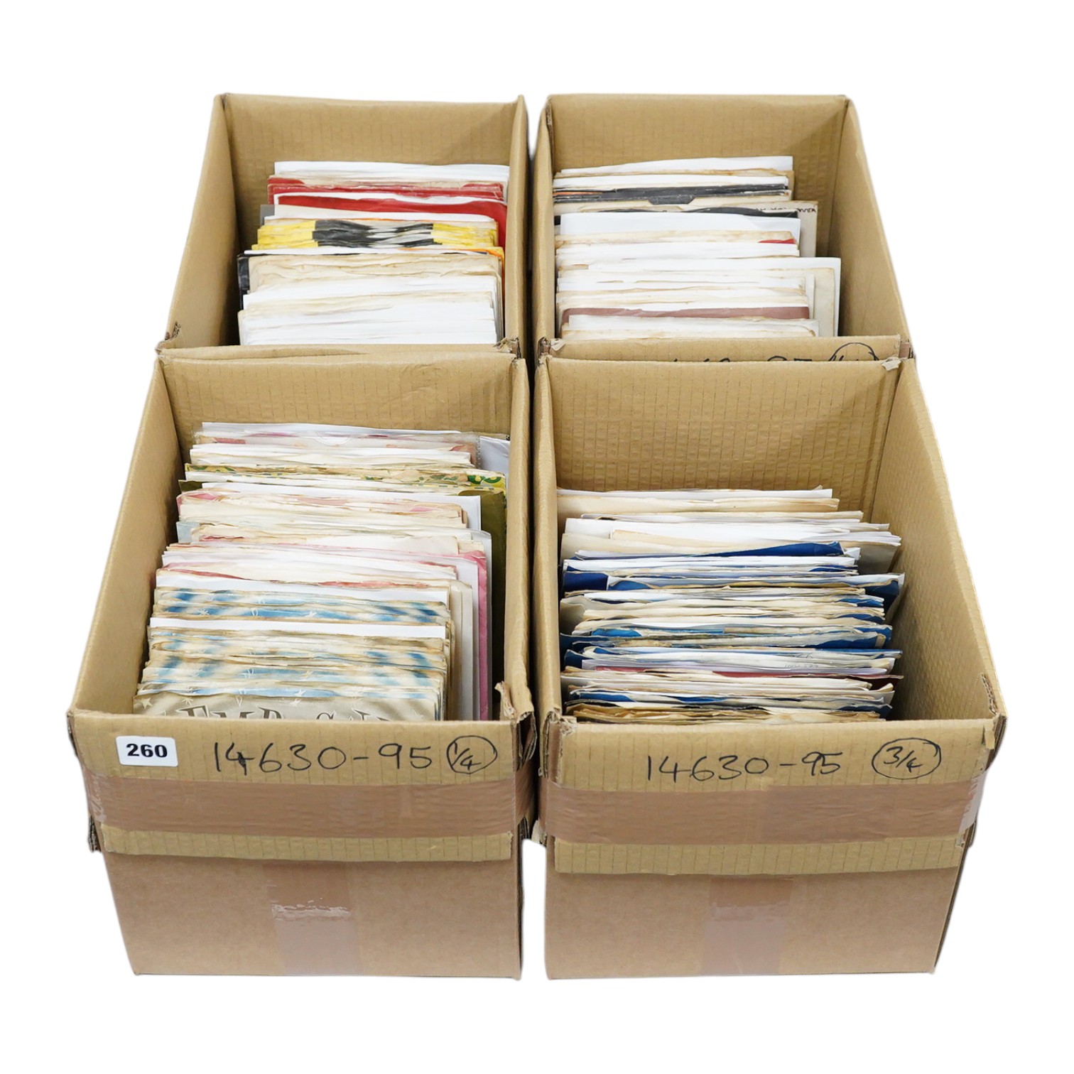 Four boxes of 7 inch singles on record labels, including; Chess, Immediate, King, Chrysalis, Charisma, Beacon, Epic, Ember, Embassy, Blue Horizon, Bell, Invictus, Island, etc. artists include; Small Faces, Humble Pie, th